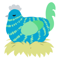 A cerulean and spring chicken with a bar pattern