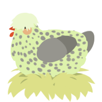 A apple and ash chicken with a speckle pattern