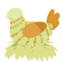 A lemon and orange chicken with a bar pattern