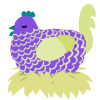 A blurple and lemon chicken with a lace pattern