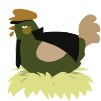 A olive and beige chicken