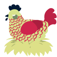 A lemon and crimson chicken with a lace pattern