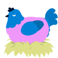 A lavender and sapphire chicken with a head pattern