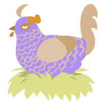 Teacup, a lilac and beige chicken with a lace pattern