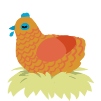A orange and vermilion chicken with a lace pattern