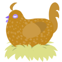 Kiwi, a ochre and gold chicken with a speckle pattern