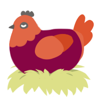 wip, a maroon and vermilion chicken with a head pattern