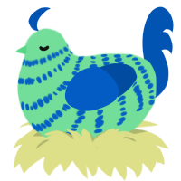 Toothpaste, a spring and ultramarine chicken with a bar pattern
