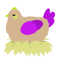 A beige and amethyst chicken
