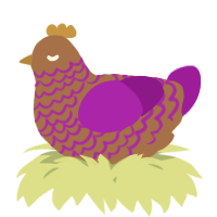 A brown and amethyst chicken with a lace pattern