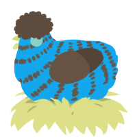 A sky and bark chicken with a bar pattern