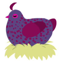 A overcast and wine chicken with a speckle pattern
