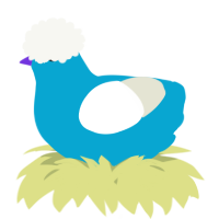 A cerulean and white chicken
