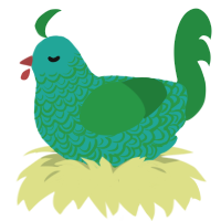 kelp, a turquoise and viridian chicken with a double-lace pattern