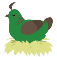 A viridian and bark chicken with a neck-band pattern