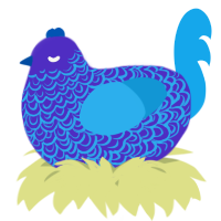 A indigo and sky chicken with a double-lace pattern