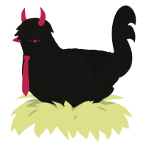 A black chicken with a lace pattern