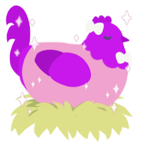 A pink and amethyst chicken with a head pattern