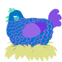 A sapphire and blurple chicken with a lace pattern