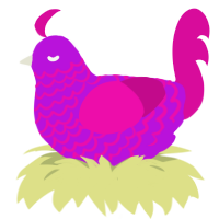 A amethyst and fuchsia chicken with a lace pattern