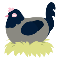 A ash and tumblr chicken with a head pattern