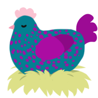 Tropical Skittles, a sea and plum chicken with a speckle pattern