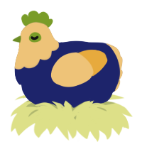 A navy and honey chicken with a head pattern
