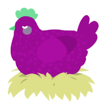 A plum chicken with a speckle pattern