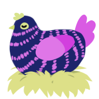 A navy and orchid chicken with a bar pattern