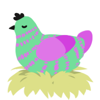 A spring and orchid chicken with a bar pattern