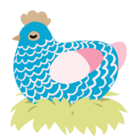 A cerulean and rose chicken with a lace pattern