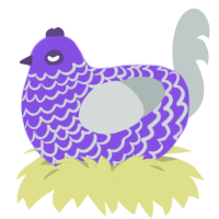 Grape soda, a blurple and silver chicken with a lace pattern