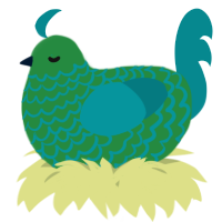 A viridian and teal chicken with a lace pattern