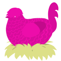 A fuchsia chicken with a lace pattern