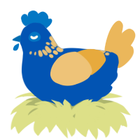 A ultramarine and honey chicken with a neck-speckle pattern
