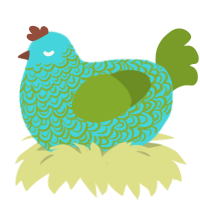 Kickapoo Joy Juice, a aqua and chartreuse chicken with a double-lace pattern