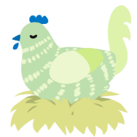 A gluppy and apple chicken with a bar pattern