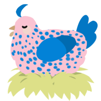 A rose and sapphire chicken with a speckle pattern