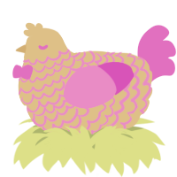 A beige and orchid chicken with a lace pattern