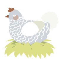 A mist and white chicken with a lace pattern