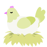 A white and lemon chicken with a head pattern