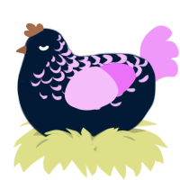 A tumblr and lavender chicken with a half-lace pattern