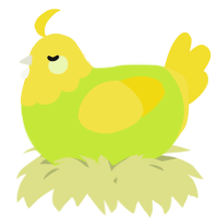 A lime and yellow chicken with a head pattern