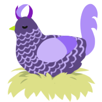 Erin, a overcast and lilac chicken with a lace pattern