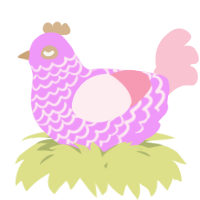 A lavender and rose chicken with a lace pattern