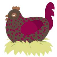 A bark and maroon chicken with a speckle pattern