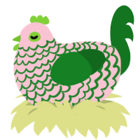A rose and leaf chicken with a lace pattern