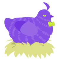 Blurp, a blurple chicken with a bar pattern