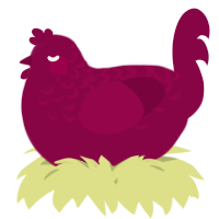 A maroon chicken with a half-lace pattern