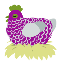 A plum and silver chicken with a lace pattern